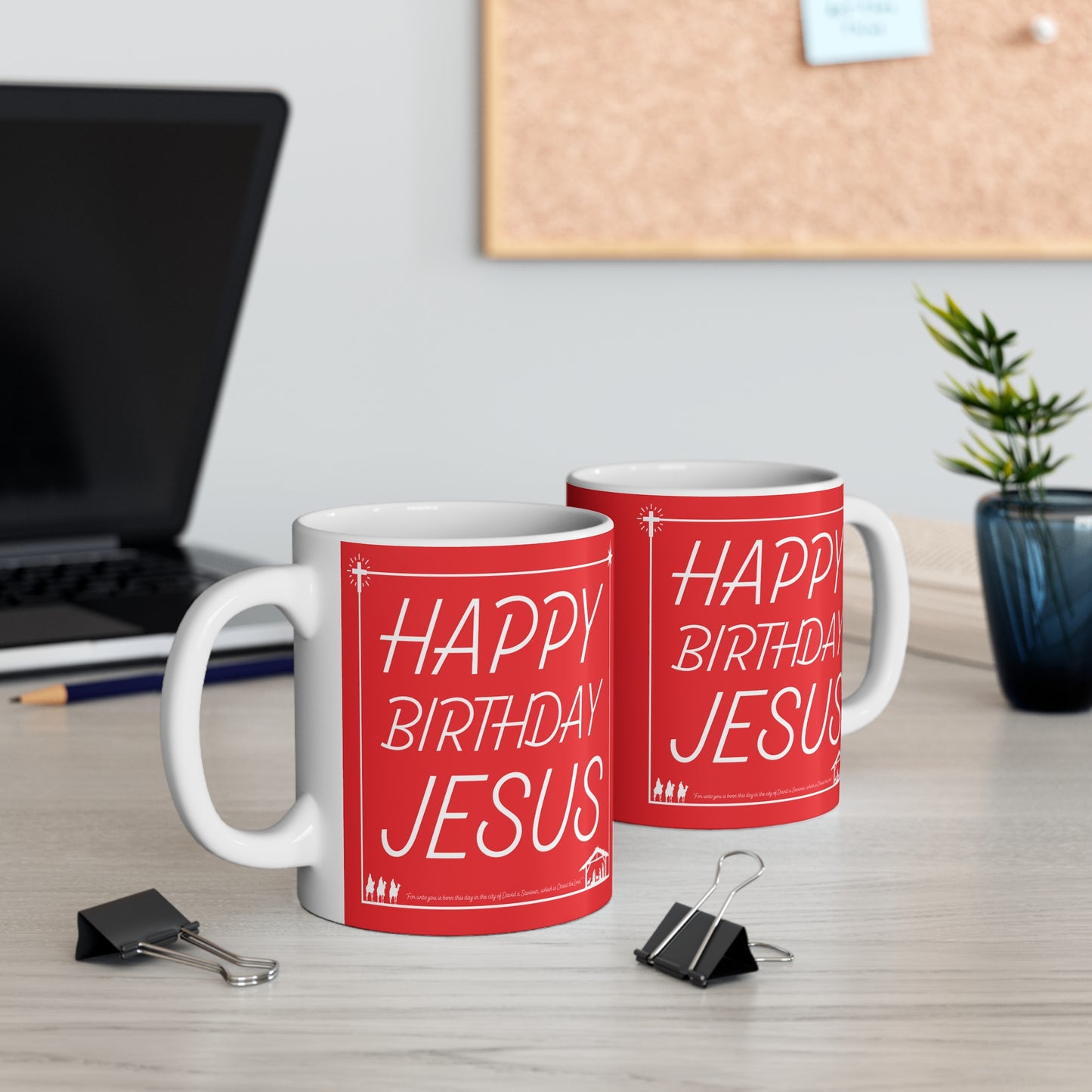 Happy Birthday Jesus Christmas Mug Red and White Holiday Gift - Mug 11oz