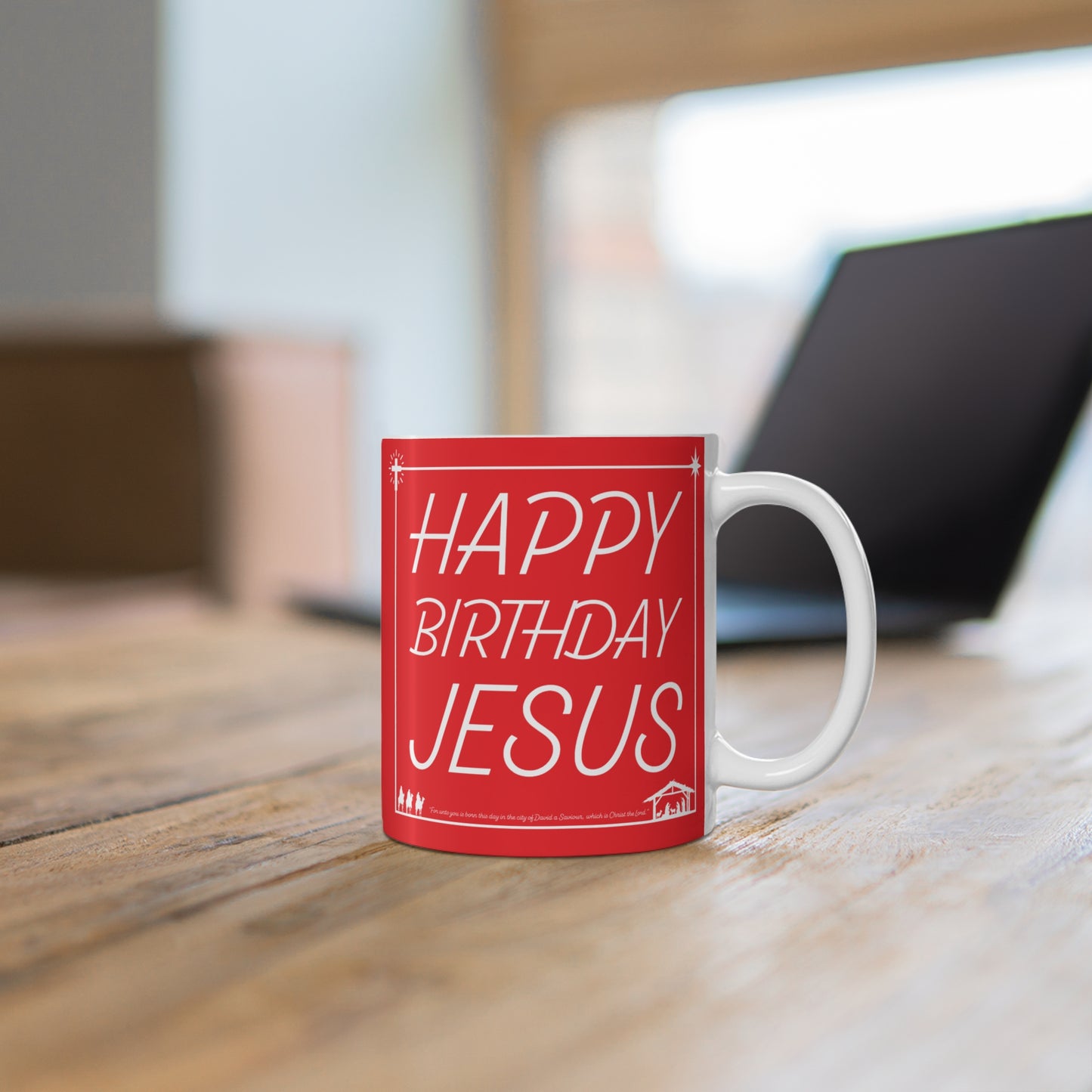 Happy Birthday Jesus Christmas Mug Red and White Holiday Gift - Mug 11oz