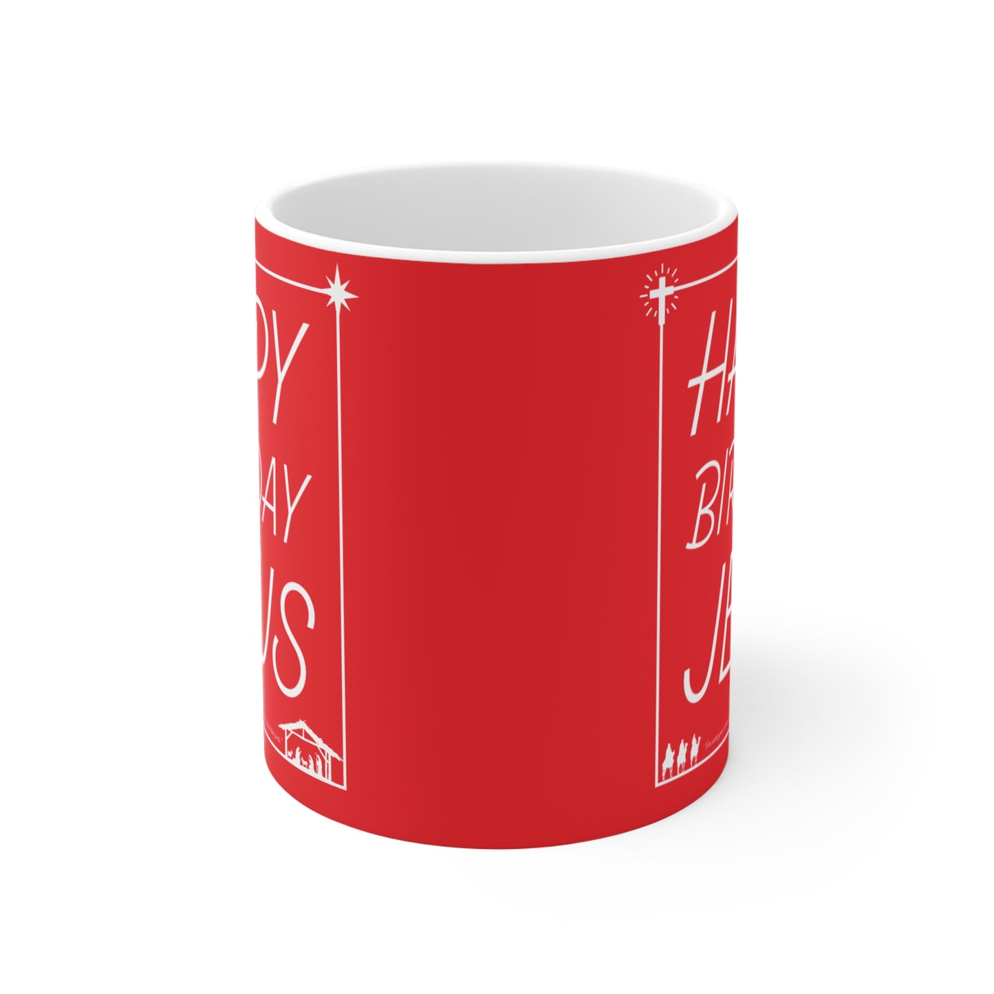 Happy Birthday Jesus Christmas Mug Red and White Holiday Gift - Mug 11oz
